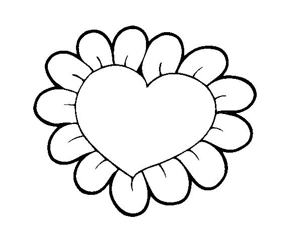 Flower heart coloring page
