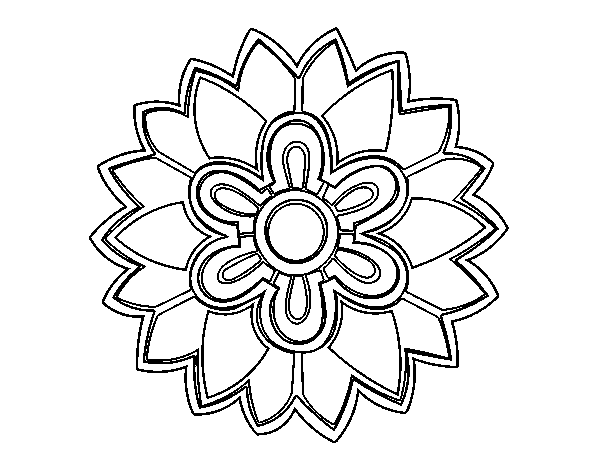 Flower Mandala shaped weiss coloring page