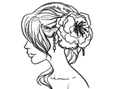Flower wedding hairstyle coloring page