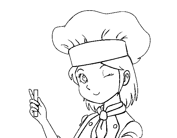 Girl-chef coloring page