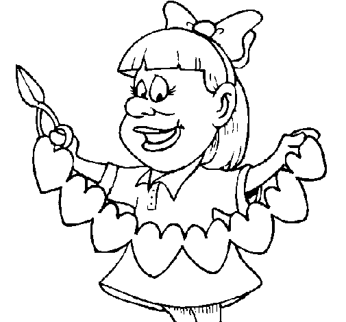 Girl making paper hearts coloring page