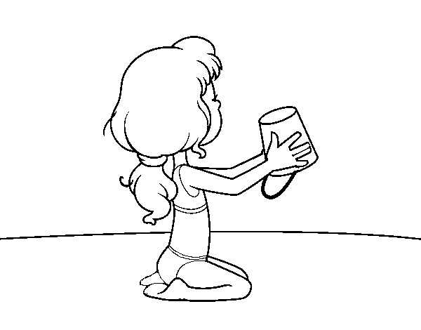 Girl playing on the beach coloring page