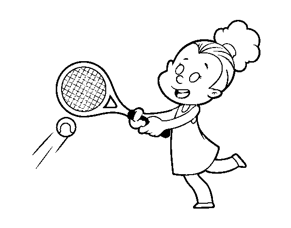Girl playing tennis coloring page