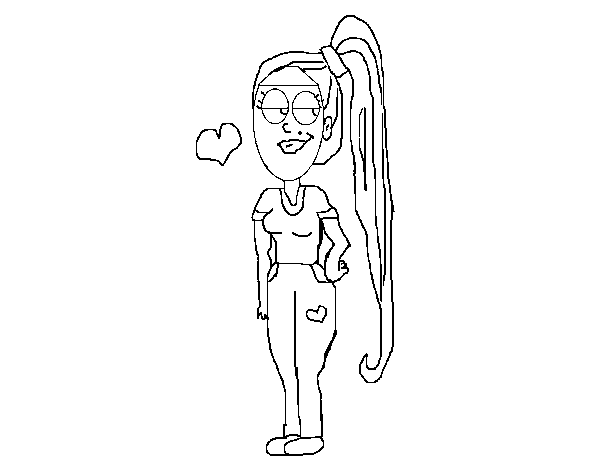 Girl with pigtail coloring page