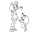 Girl with puppy coloring page