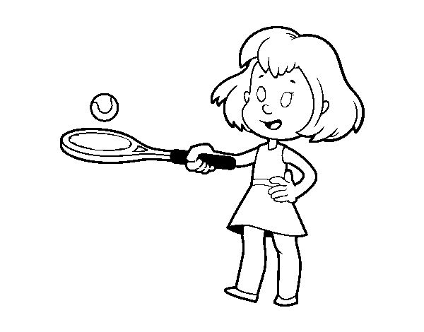 Girl with racket coloring page