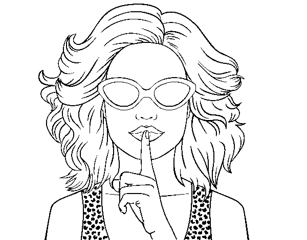 Girl with sunglasses coloring page