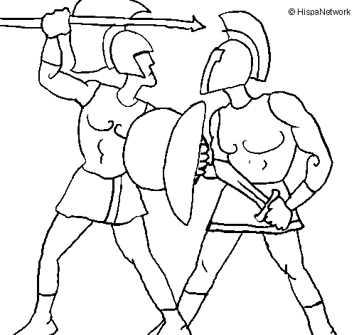 Gladiator fight coloring page