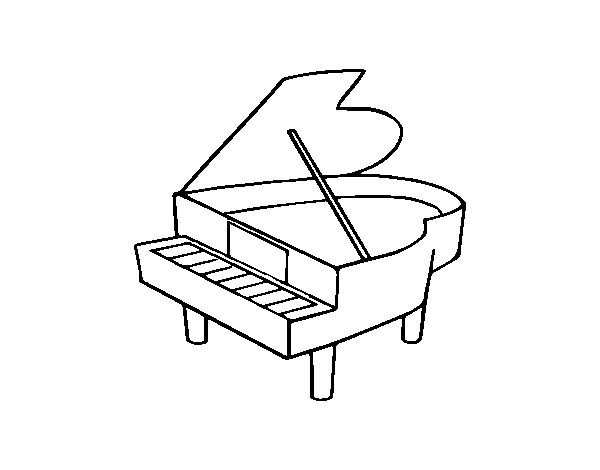 Grand piano opened coloring page
