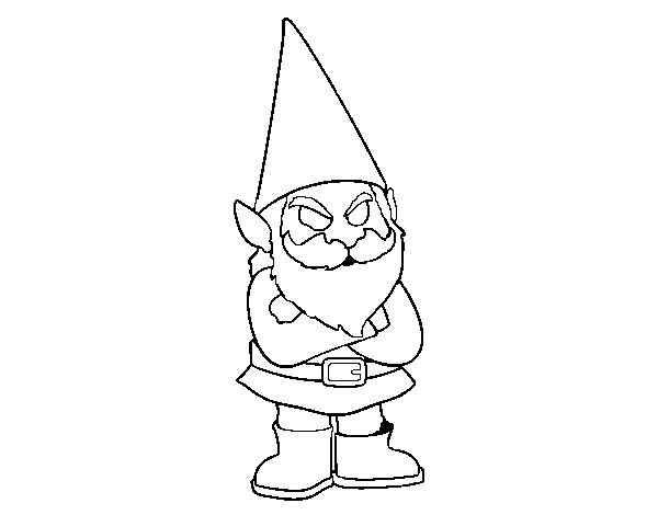 Grumpy gnome coloring page
