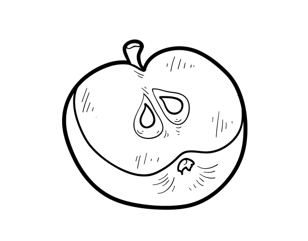 half apples coloring pages - photo #5