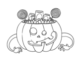 Halloween pumpkin sweets coloring page