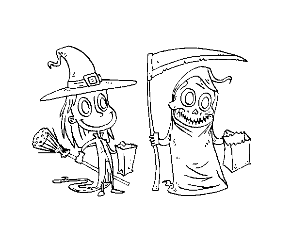 Halloween Trick-or-treating coloring page