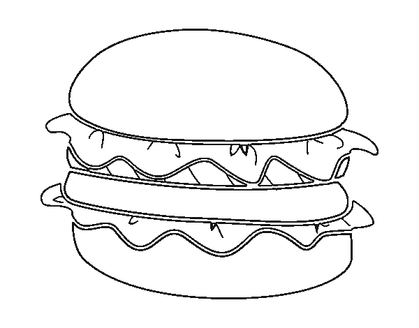 Hamburger with lettuce coloring page