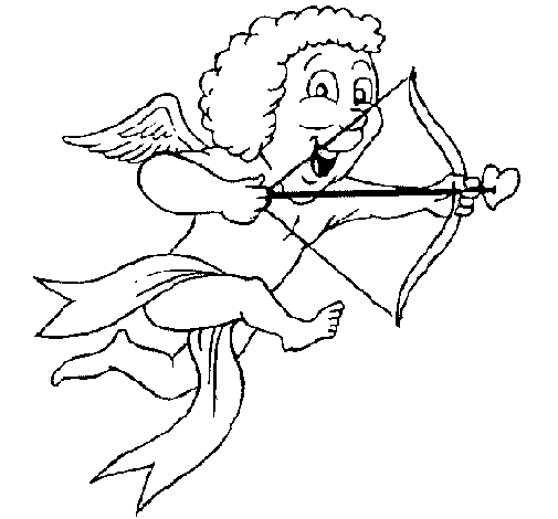 Happy cupid coloring page