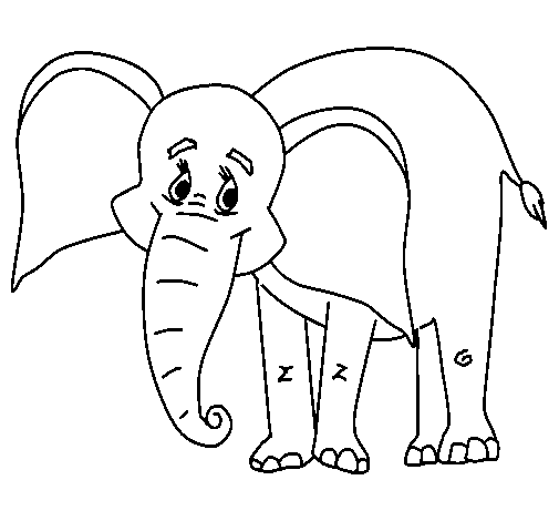Happy elephant coloring page