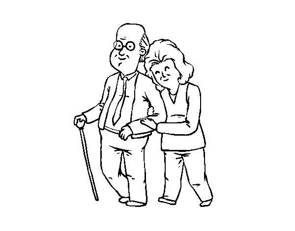 Happy grandparents coloring page