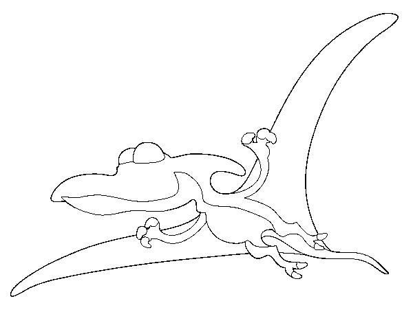 Happy pterodactyl coloring page