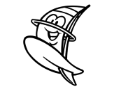 Happy surfboard coloring page