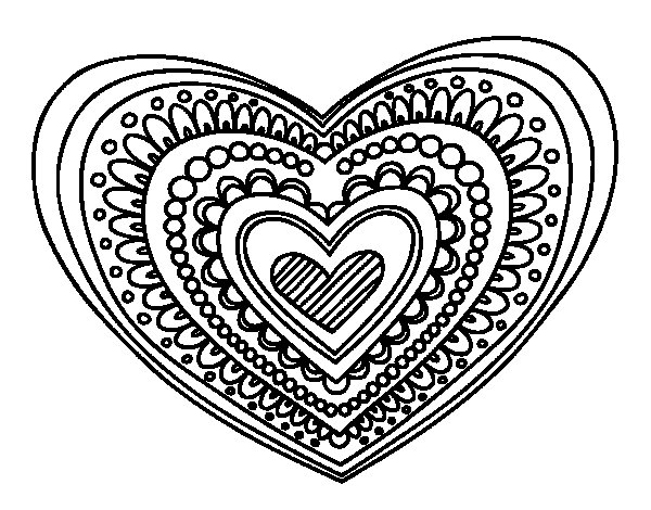 Heart mandala coloring page