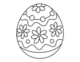 Homemade easter egg with flowers coloring page