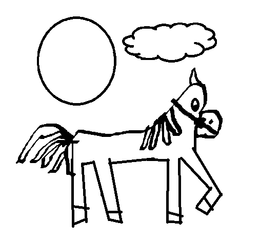 Horse with paw raised coloring page