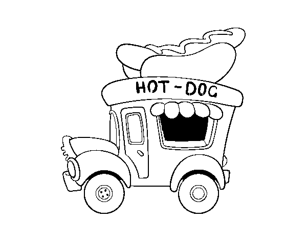 Hot dog food truck coloring page