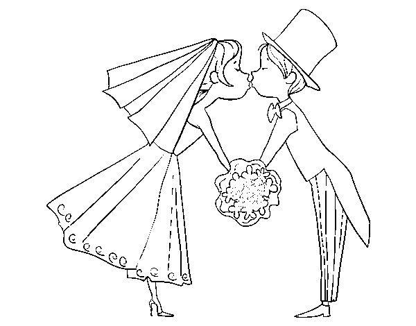  Husband and wife kissing coloring page
