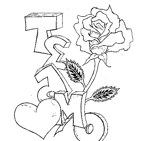 I love you II coloring page