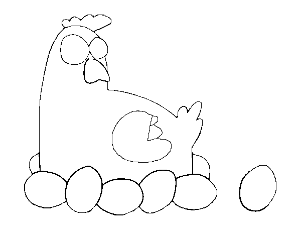 Incubating chicken coloring page