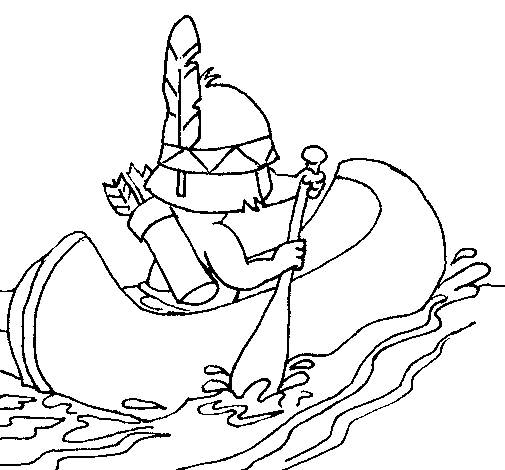 Indian paddling coloring page