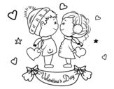 Kids valentine coloring page