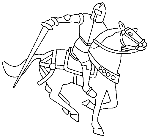 Knight on horseback IV coloring page