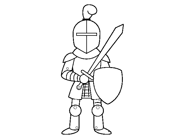 Knight with sword and shield coloring page