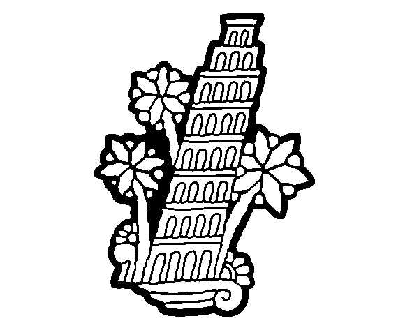 Leaning Tower of Pisa coloring page