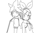 Len and Rin Kagamine Vocaloid coloring page