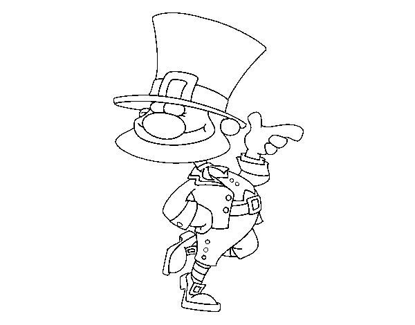 Leprechaun with top hat coloring page