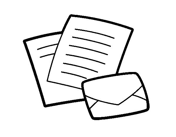 Letters and envelope coloring page