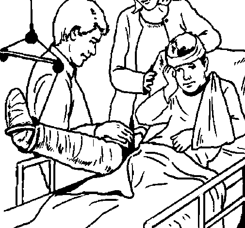 Little boy with broken leg coloring page
