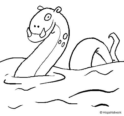 77 Animal Loch Ness Monster Coloring Page with Animal character