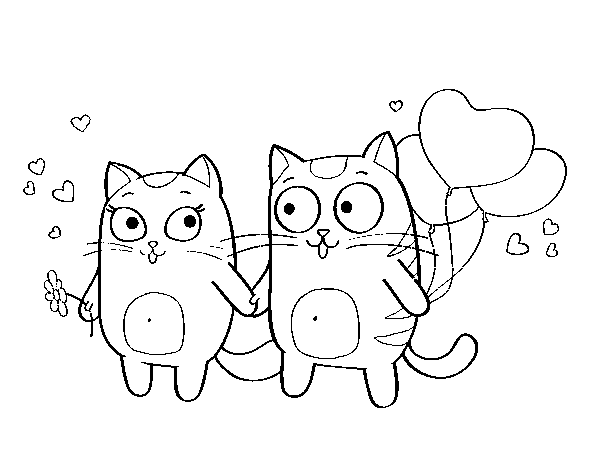 Love cats coloring page