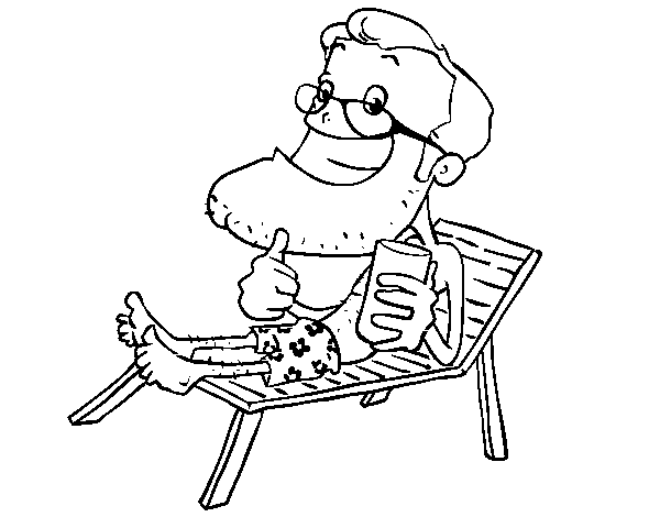 Man on vacation coloring page