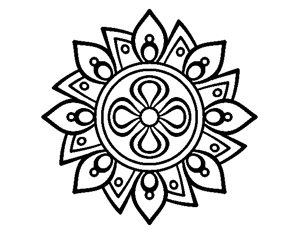 Mandala simple flower coloring page