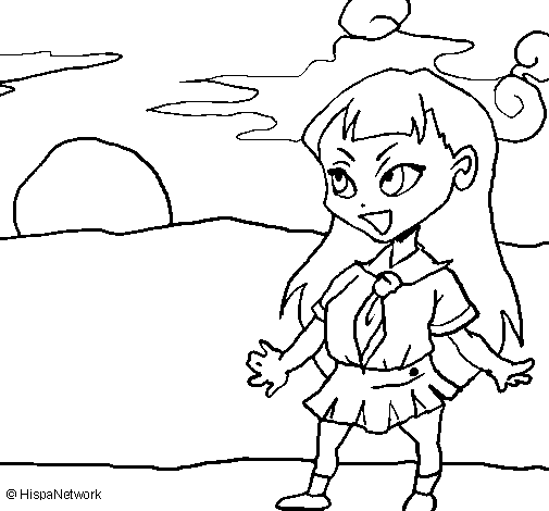 Manga schoolgirl coloring page
