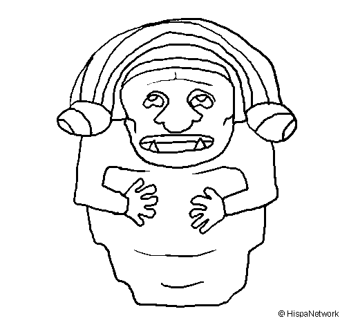 Mayan demon statue coloring page