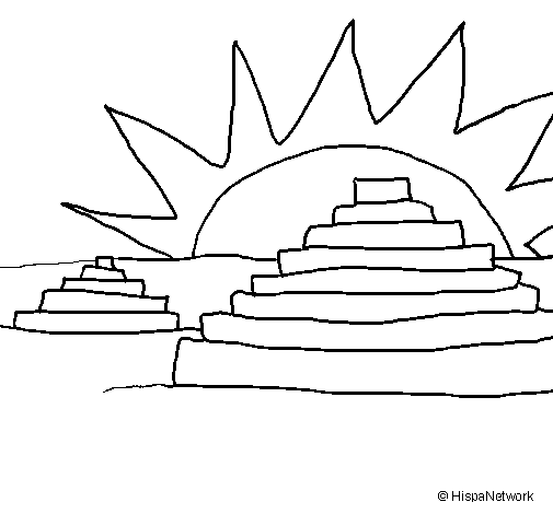 Mayan temples coloring page