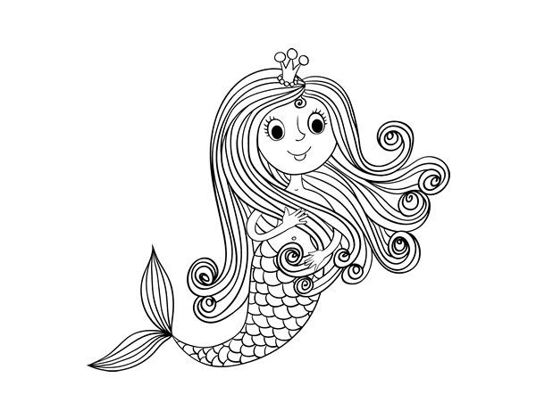 Mermaid princess coloring page - Coloringcrew.com