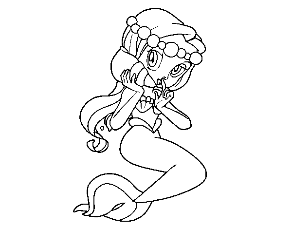Mermaid with a sea snail coloring page
