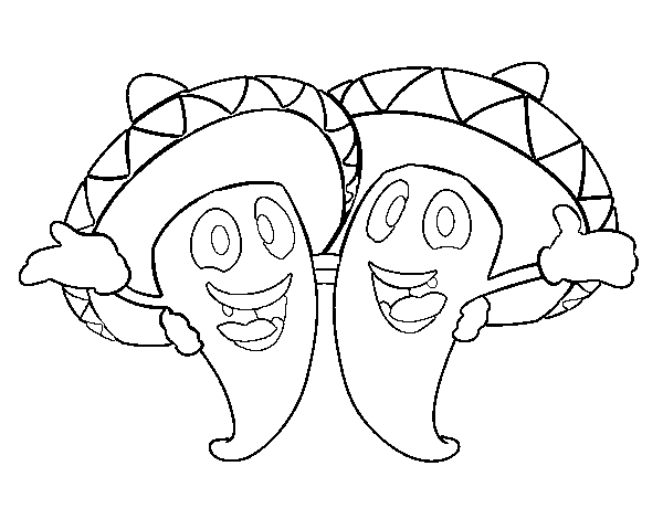 Mexican Peppers coloring page