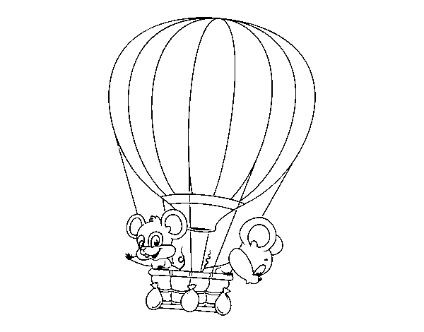 Mice in a balloon coloring page